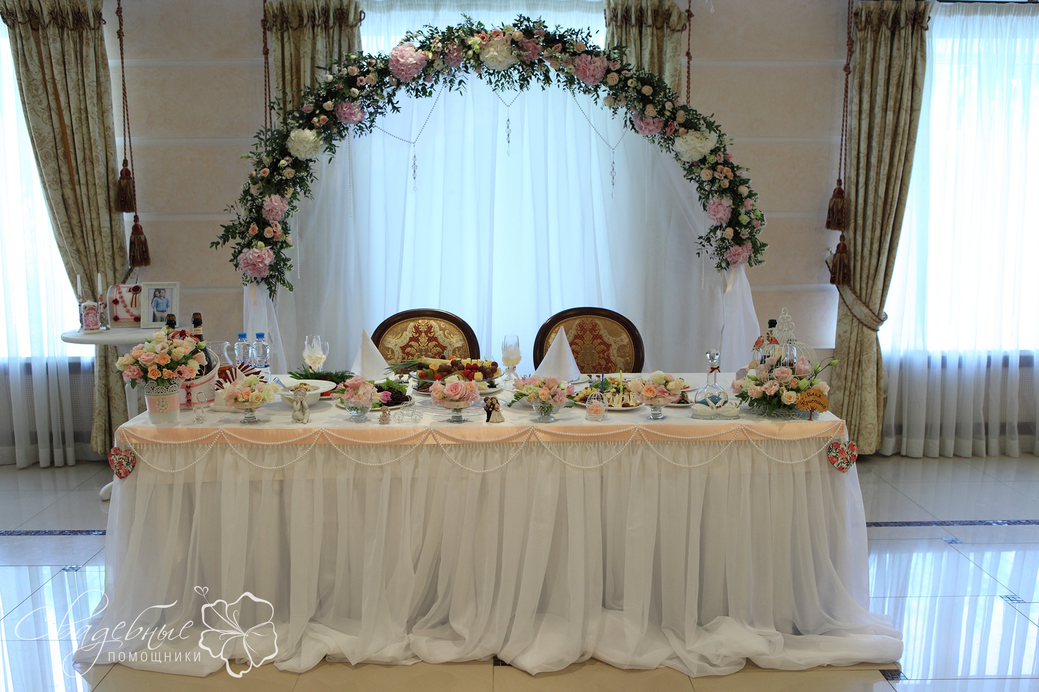 Свадебное оформление столов цветами
